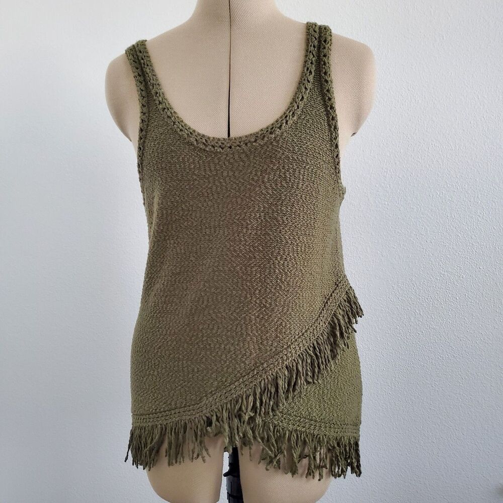 Anthropologie Akemi + Kin Women's Top XS Green Sleeveless Sweater Boho Knit Tank